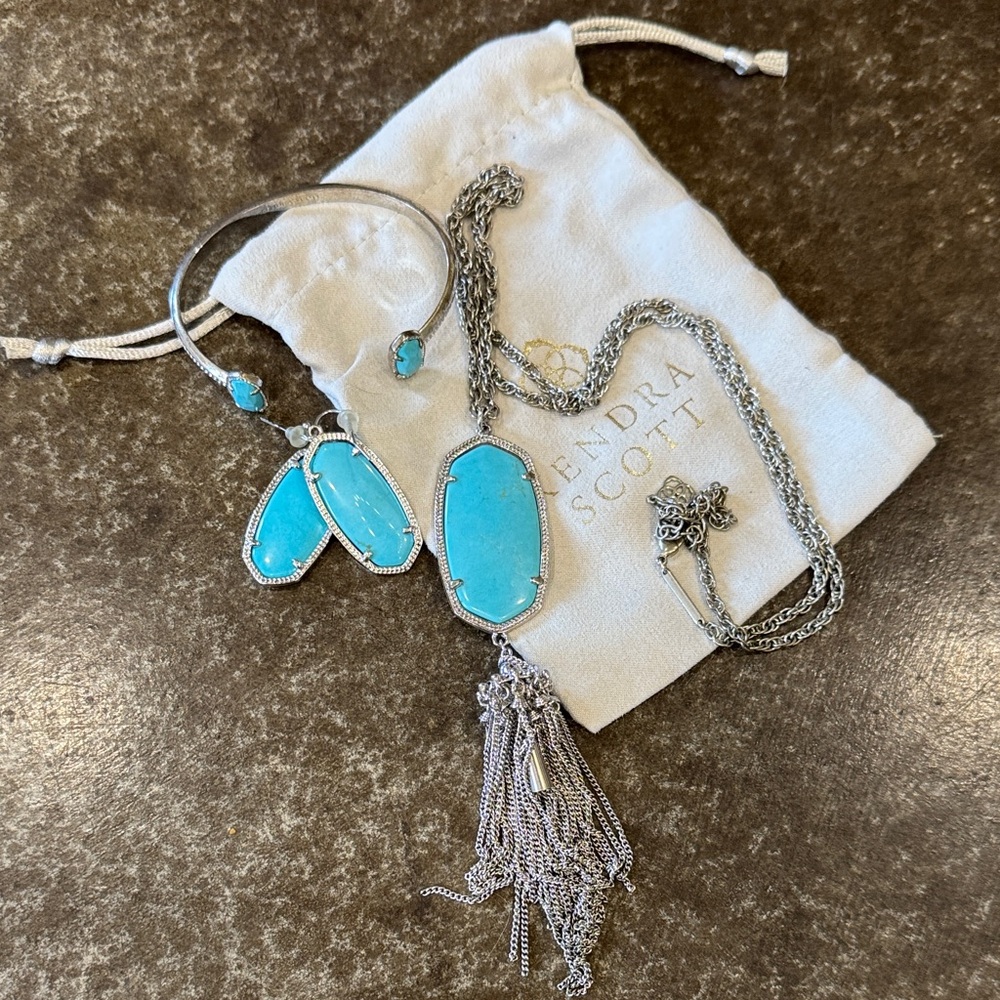 Kendra Scott Silver and Turquoise Bracelet Set